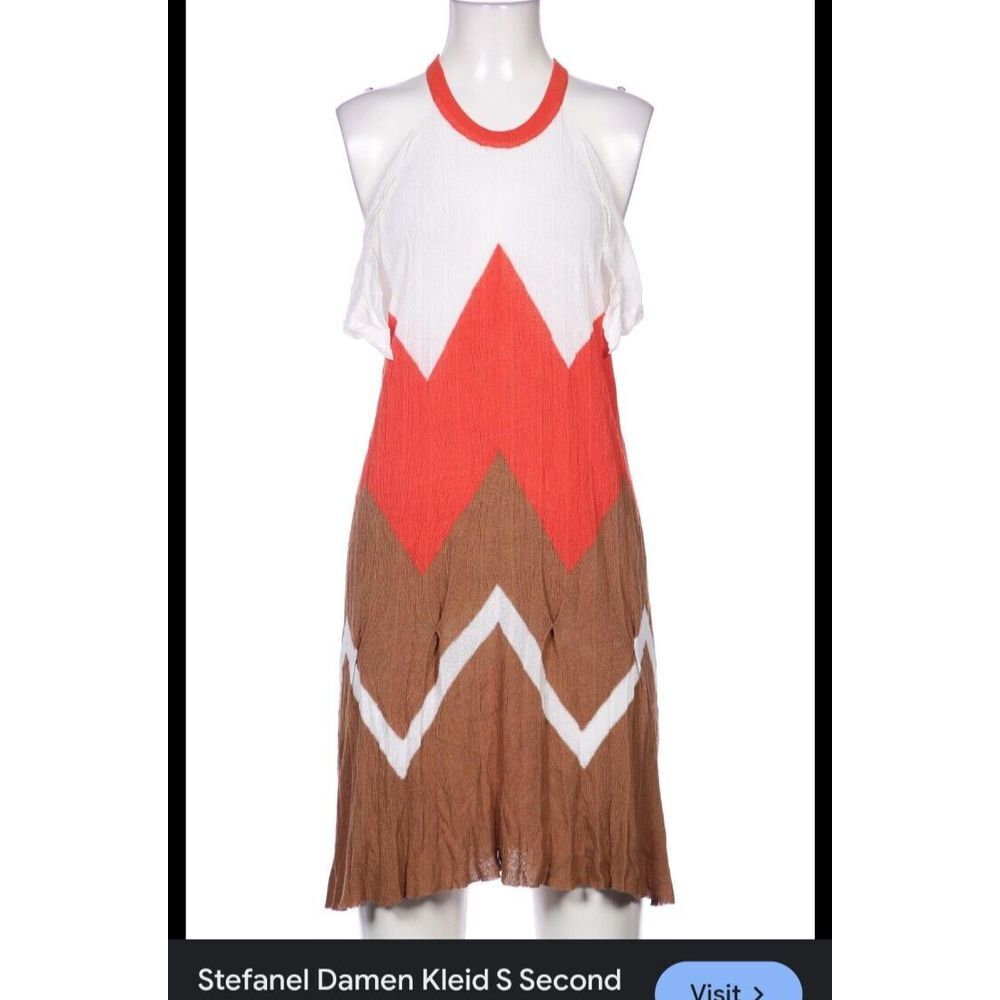 Stefanel Collectible Women's Linen Blend Casual Chic Chevron Halter Dress Sz S